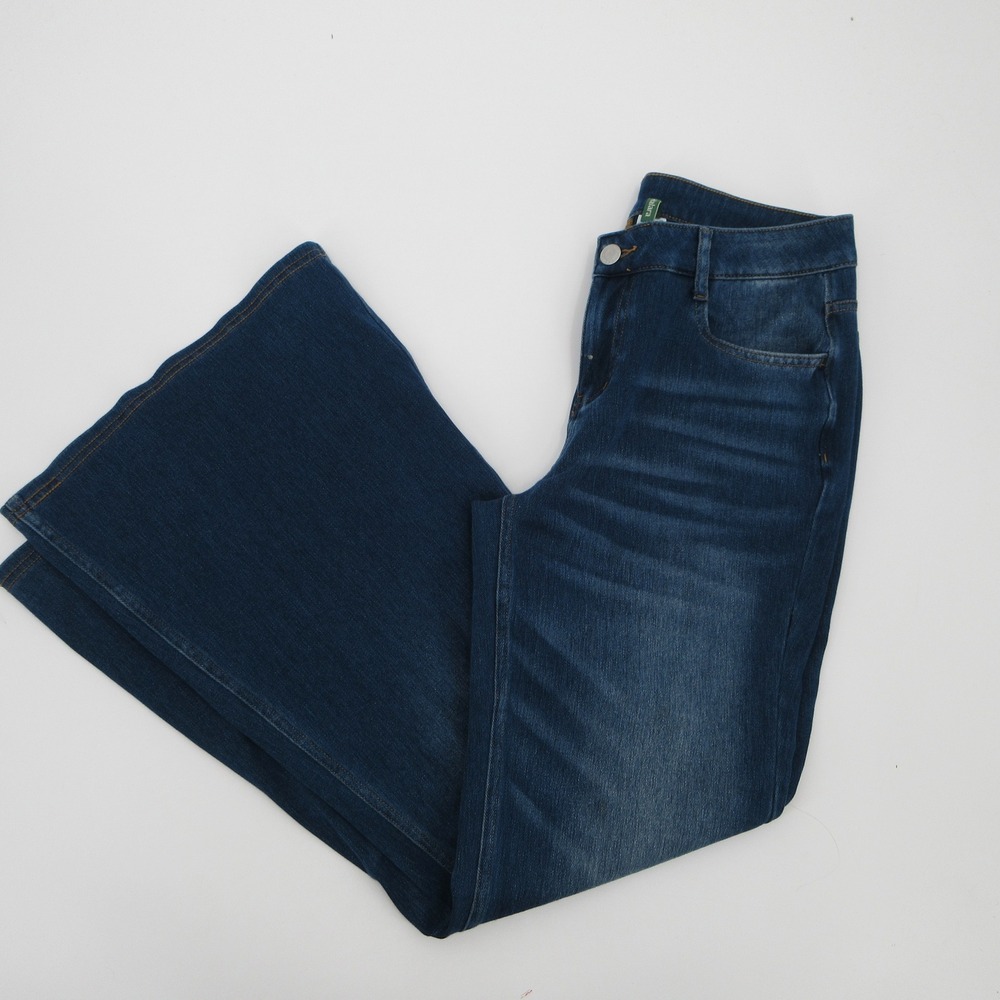 Halara Dark Wash High Waisted Flare Jeans Petite Small Blue Stretch Wide Leg